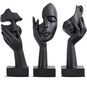 Black Abstract Face Sculptures NWT